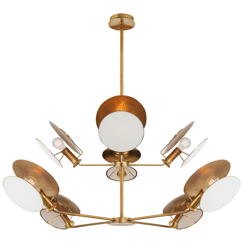 Thomas O'Brien Osiris Large Reflector Chandelier, Hand-Rubbed Antique Brass, 21.5" H x 54" W x 54" D