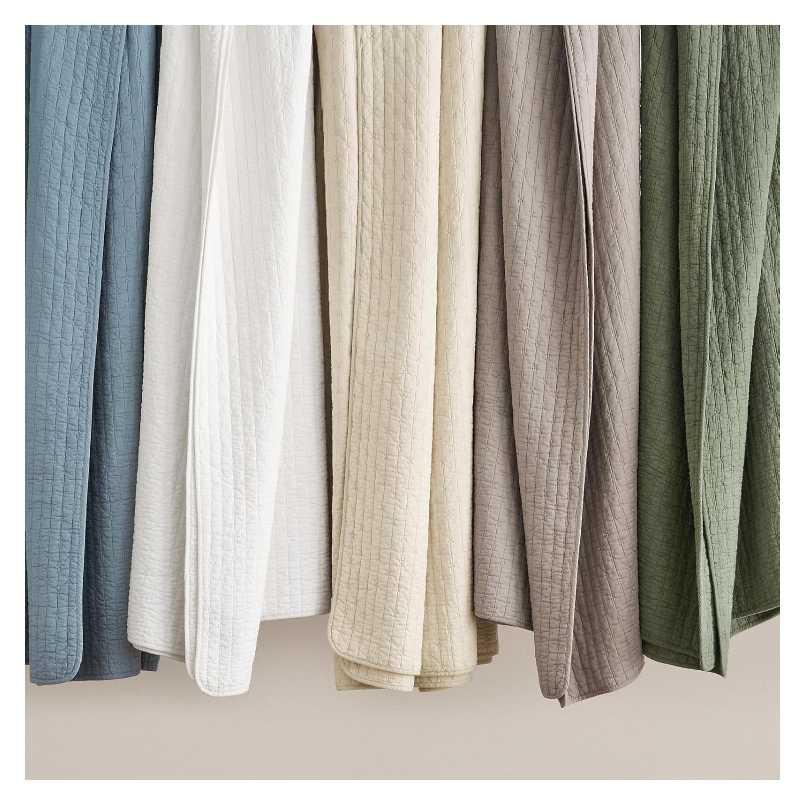 Cross Stitch Cotton Quilt set, Dusty Blue, Oversized CalKing Quilt+2Oversized Cal King Shams