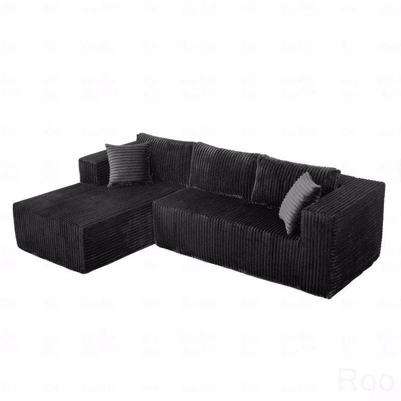 105" L-Shaped Modular Compression Sofa, Plush Upholstery, All-Foam Structure (No Springs), Vacuum-Packed, Space-Saving
