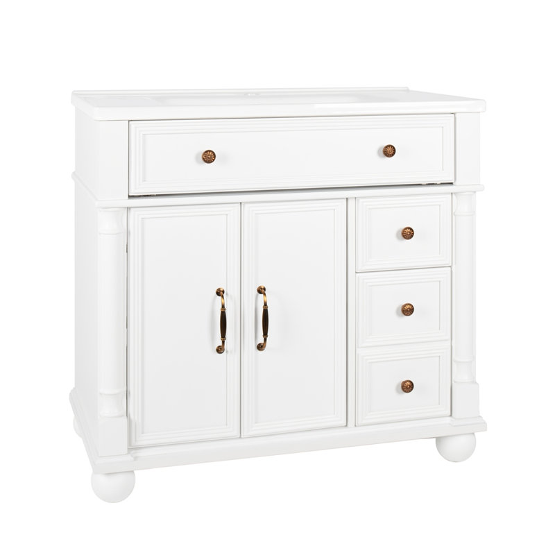 35.6" Bathroom Cabinet without Sink, White