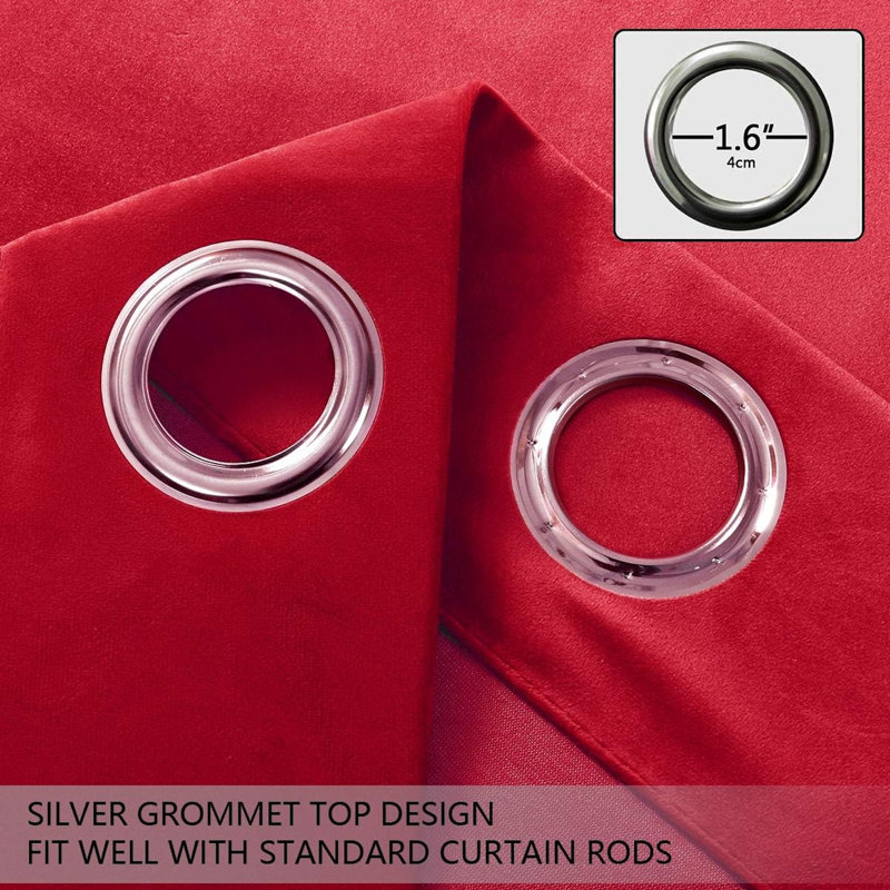Velvet Blackout Curtain Pair, 52" W x 120" L, Red