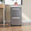 Armoire de base double en bois massif gris clair Shaker