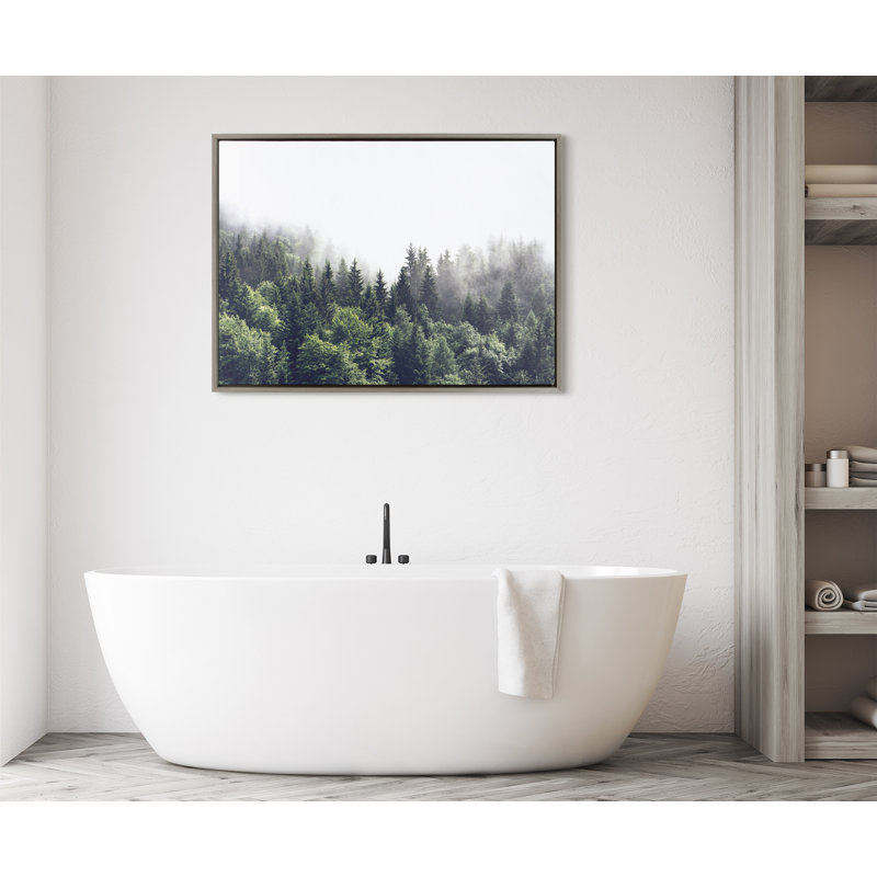 «Lush Green Forest on a Foggy Day» par The Creative Bunch Studio, reproduction d'art sur toile encadrée, L 38 po x H 28 po