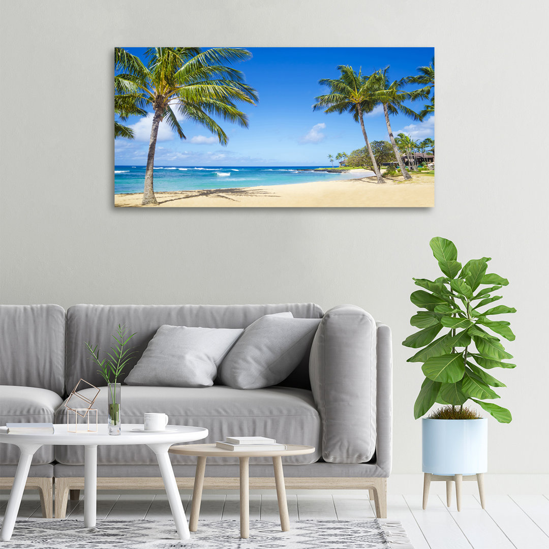 Leinwanddruck - Wandkunst - Drucke auf Leinwand - 100X50 Bildmotiv: Tropischer Strand