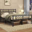 Minimalist Metal Slatted Bed Platform with Arrow Design Headboard-1221195389-1221307251