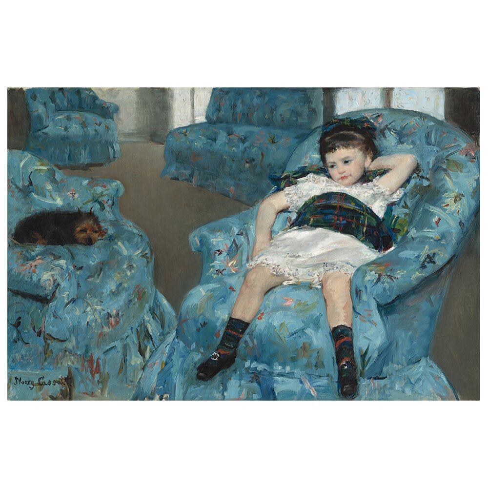 Leinwandbild Kleines Mädchen in einem blauen Sessel von Mary Cassatt