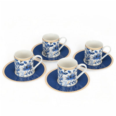 Ensemble de tasses à espresso en porcelaine tendre avec soucoupe pour 4 personnes Melodie