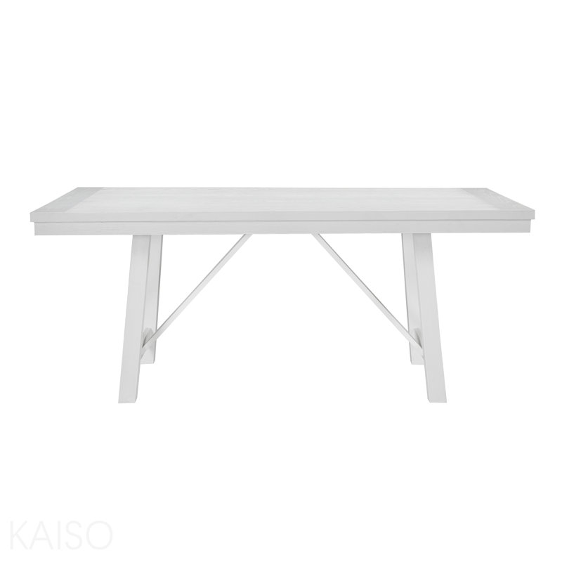 Table de salle à manger contemporaine en bois à finition blanche 1pc