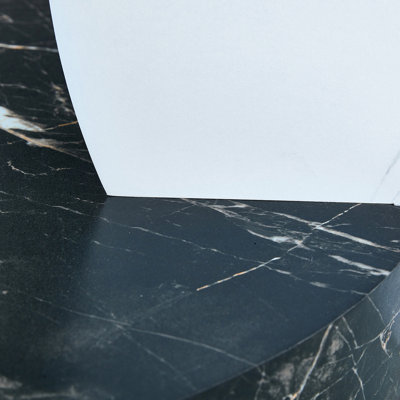 Contemporary Double Layer Coffee Table With White And Black Marble Texture, Smooth Tempered Glass, Stable Legs, Easy To Clean, Different Color Choices For Decor Texture Collision, Glass Surface,