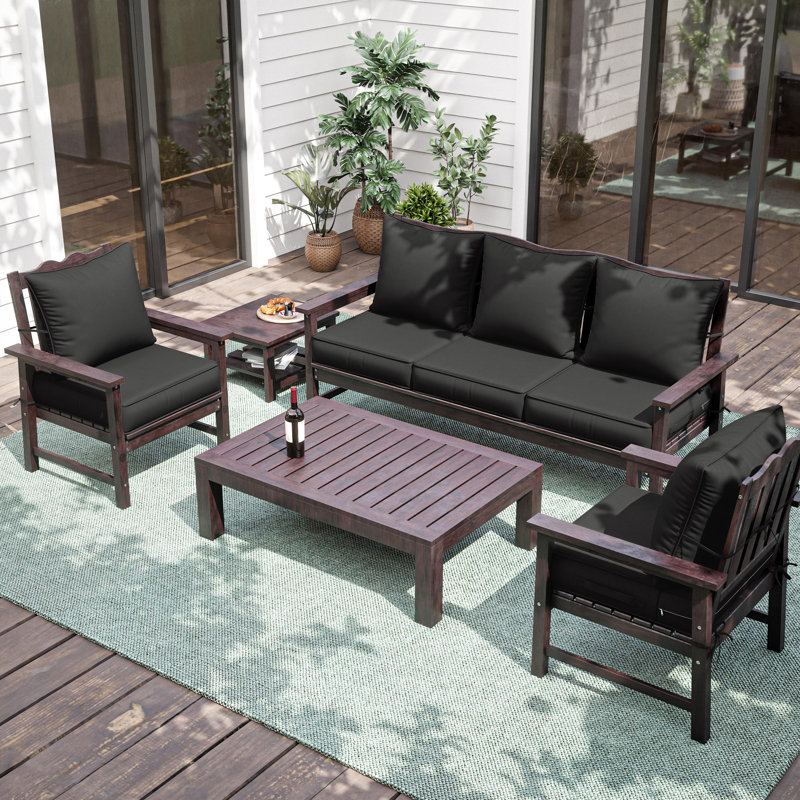Outdoor Deep Seating Cushion Set Indoor And Outdoor Seat / Back Cushion, Available In 4 Sizes, 19" H x 19" W, Black