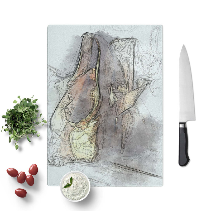 Tempered Glass Ballerinas Slippers Chopping Board, 28.5 cm W x 39 cm L