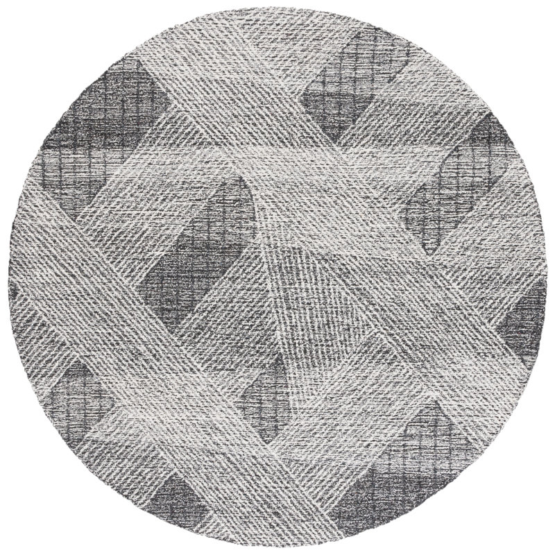 Newgard Hand Tufted Wool Pile Geometric Rug, Round 6'