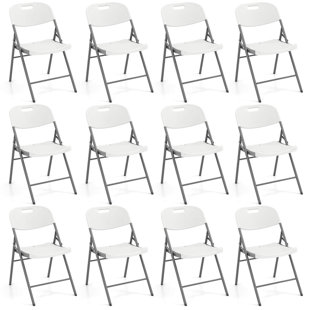 Folding Chairs Set Of 12 Hdpe Plastic Chairs With Metal Frame For Home Office