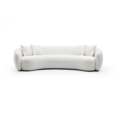 102'' Boucle Sofa Modern Sectional Half Moon Leisure Couch With Teddy Fleece Velvet, Comfy And Stylish For Living Rooms