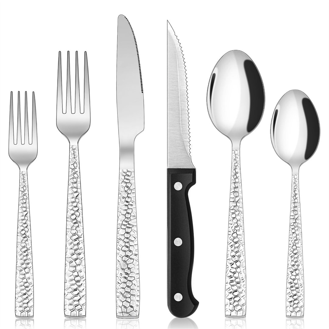 72 Teiliges Edelstahl Besteckset Mit Steakmesser, Besteck Set 12 Personen, Elegantes Essbesteck Set Mit Messer Gabel Löf...