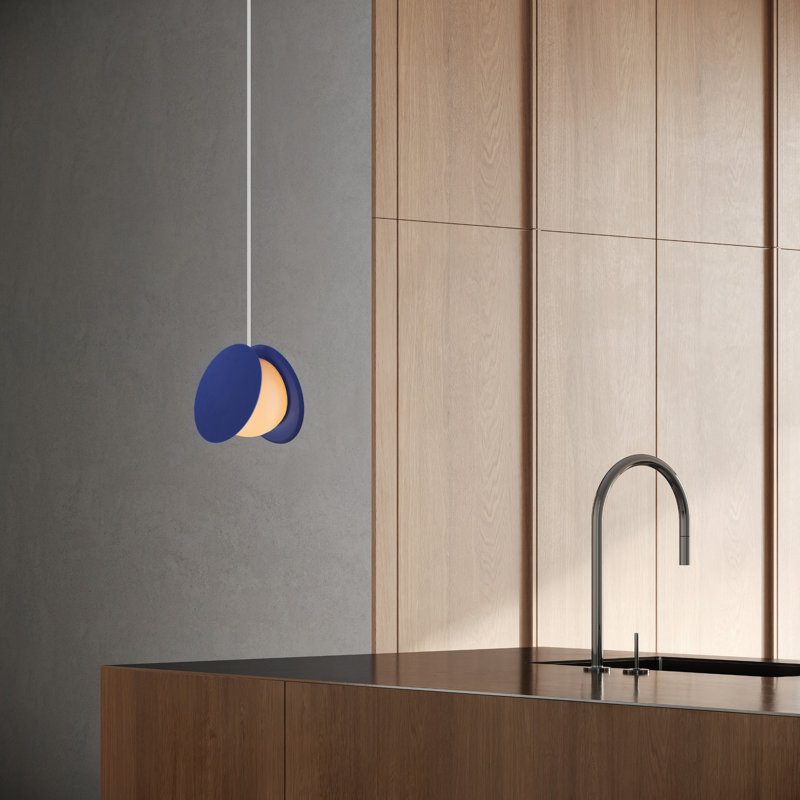 Pendulum Pendant Light, White, Cobalt, 14" H x 9.69" W x 8.03" D