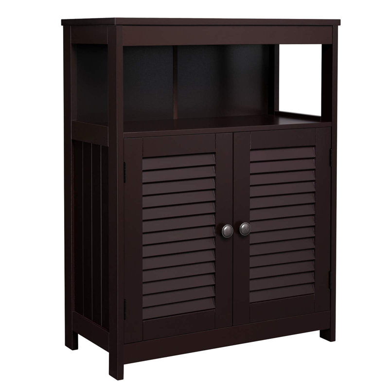 Armoire de salle de bain avec portes à double volet, Brun