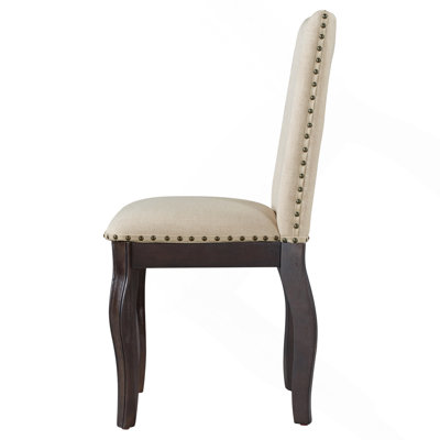Ensemble de 2 chaises de salle à manger rembourrées en bois avec tête de clou Fabirc