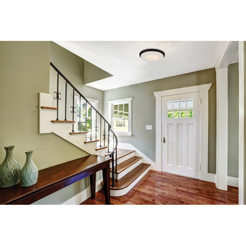 Eulah Glass LED Flush Mount, Aged Bronze