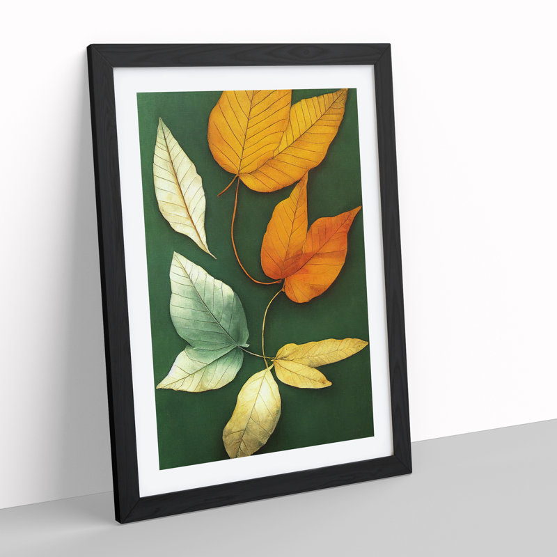Creative Leaves - Single Picture Frame Painting, Black Framed, 64cm H x 46cm W x 2cm D