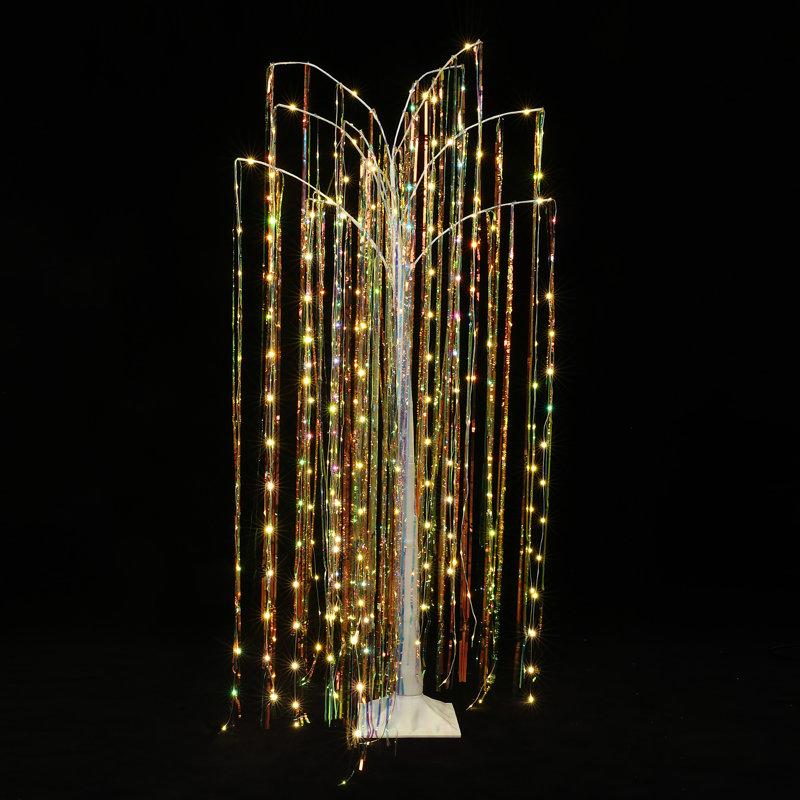 6Ft Lighted White Willow Artificial Tree Decoration