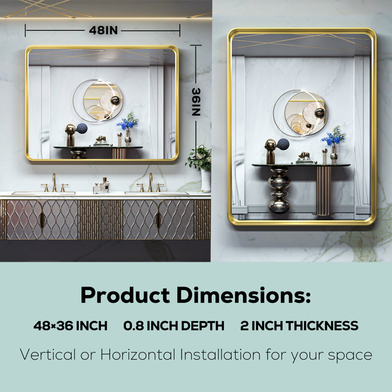 Miroir mural Brayner, Or, 36 po x 48 po