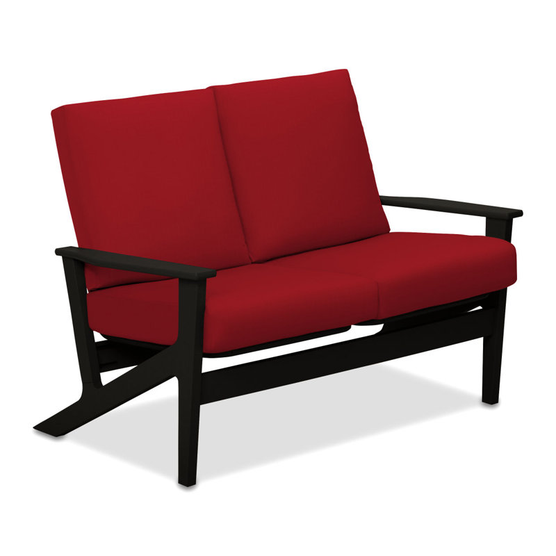 Chrisa 51.5'' Wide Loveseat with Cushions, Canvas Granite Sunbrella® Canvas, Textured Black