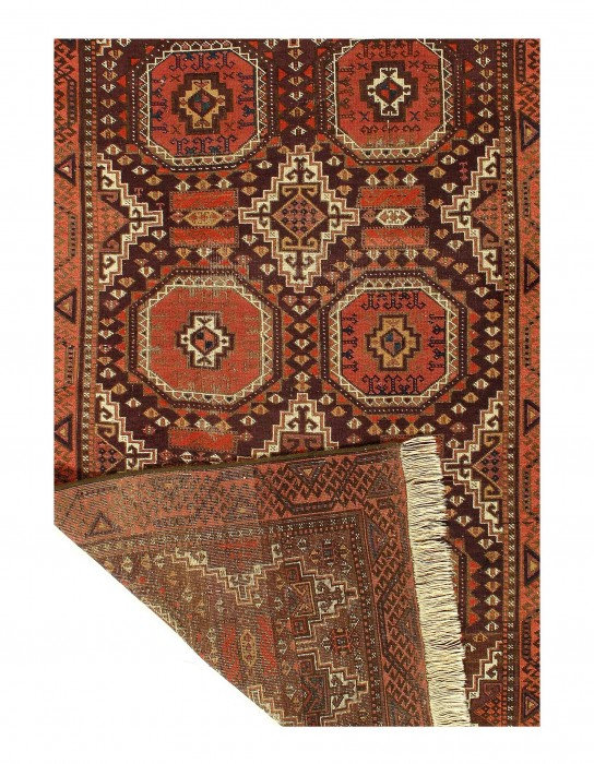 Tapis afghan rétro noué à la main 3 pi 4 po x 6 pi 1 po