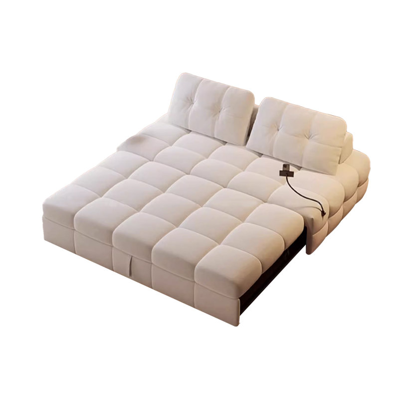 Canapé-lit modulaire en velours blanc crème, H 28,74 po x l 59,06 po x P 41,34 po