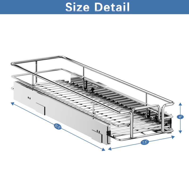 Rashun Pull Out Drawer, 4" H x 7.5" W x 21.5" D
