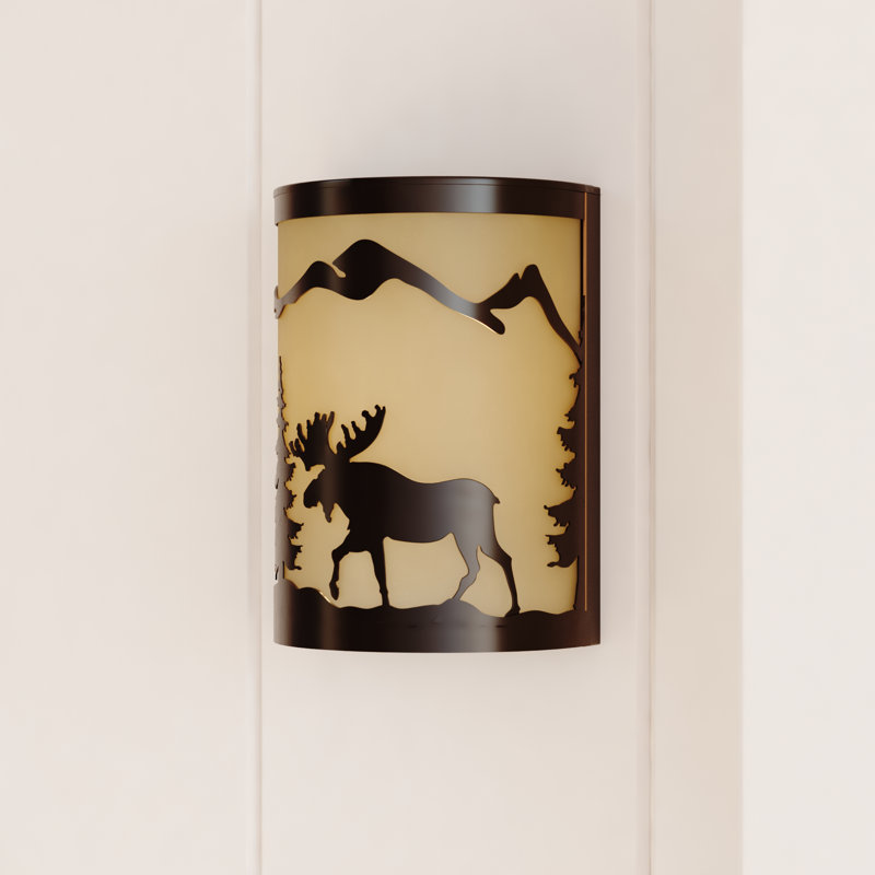 Homar 1 - Light Dimmable Cabin Lodge Flush Mount Wall Light, Moose