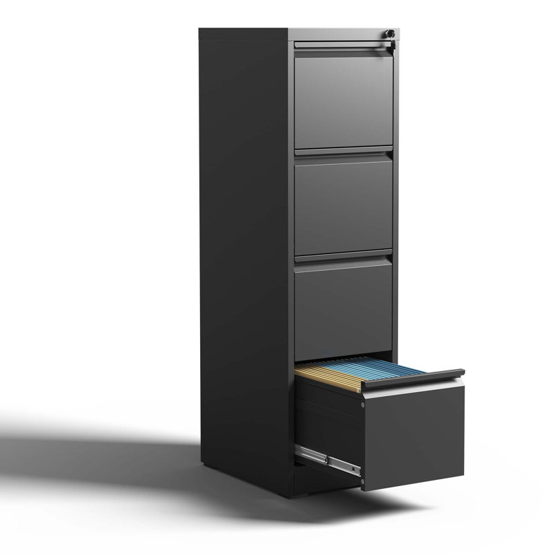 4 Drawer Metal Vertical File Cabinet With Lock Office Home Steel Vertical File Cabinet For A4 Legal/Letter Size, Cabinet