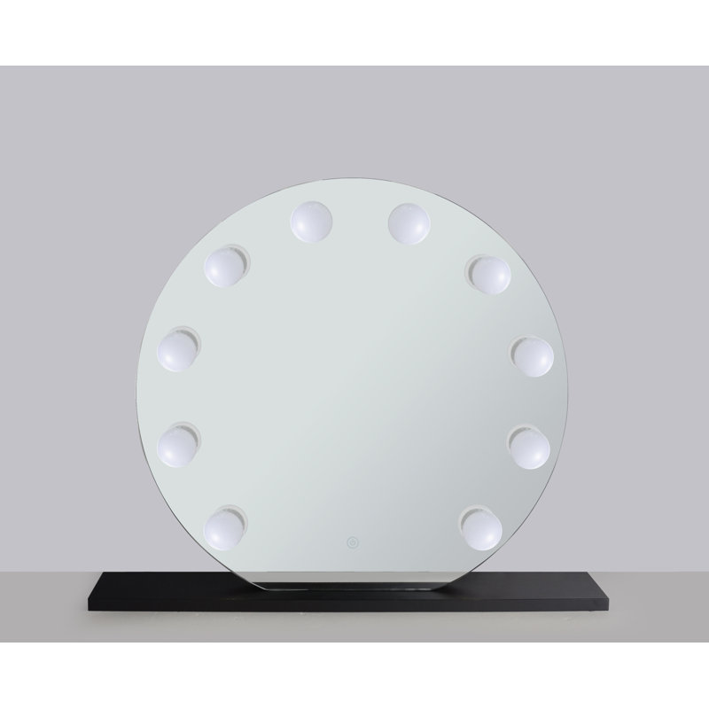 Syn Round Freestanding Mirror, Black