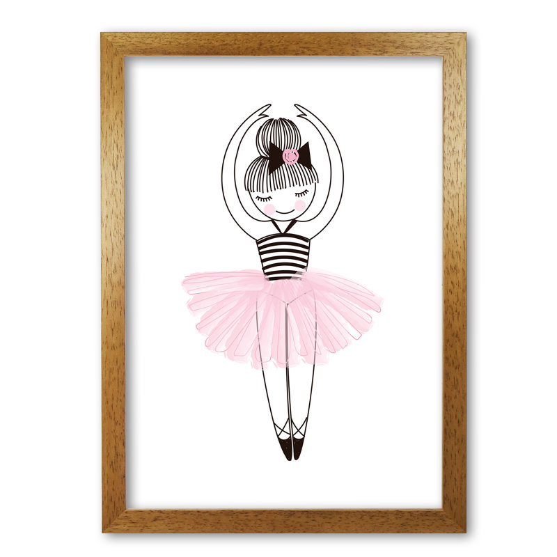 Ballerina - Painting, 42 cm H x 30 cm W x 5 cm D, Honey Oak Frame