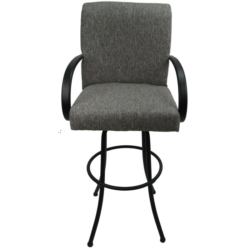 Tabouret pivotant et très grand Grifton, Gris mojave, Noir, Tabouret de comptoir (siège d'une hauteur de 26 p
