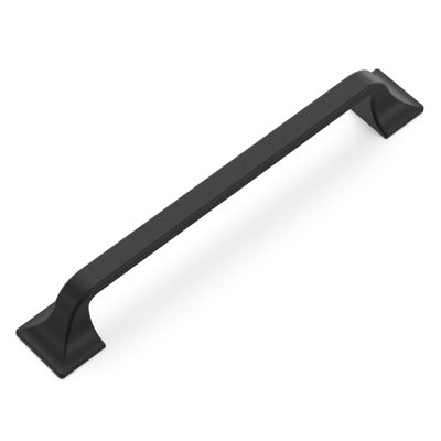Forge Collection Handle Pull - 6-5/16" Center to Center Cabinet Pull Black Iron - Farmhouse Hardware for Drawers & Cabinets