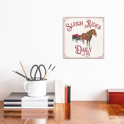 Vintage Christmas Signs V-Sleigh Rides 1 Piece Wrapped Canvas Wall Art