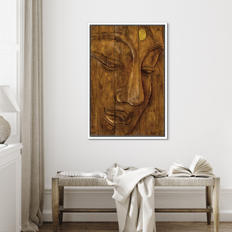 Religious " Religious Buddhism Closeup ", White Framed, 24" H x 16" W