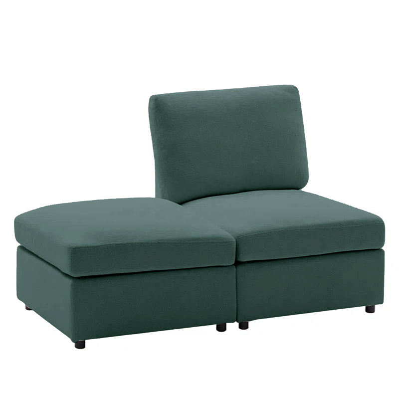 Canapé modulaire rembourré sans accoudoirs avec repose-pieds, Mélange de polyester vert