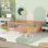 Structure de lit simple en bois avec clôture et porte, naturel (ancien SKU: WF289661AAM)