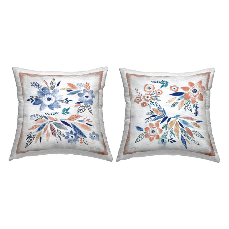 Ensemble de coussins d'extérieur à motif floral rustique 2 pièces par Janet Tava