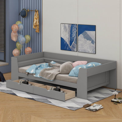 Twin Size Daybed With Drawers,Shelves And Charging Station