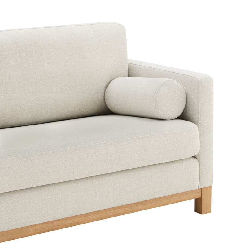 Canapé rembourré avec base en bois naturel 84 po Ilene, Effie Linen Performance Basketball