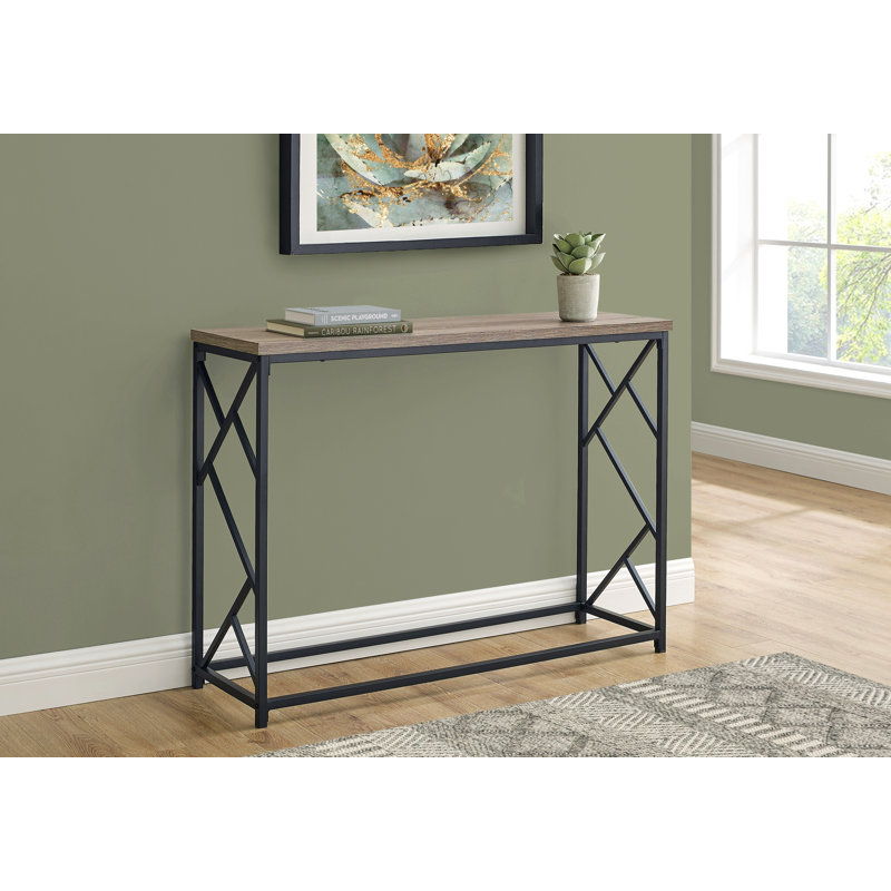 Table d'appoint, console, vestibule, étroit, canapé, salon, chambre à coucher, métal noir, contemporain, moderne, Taupe