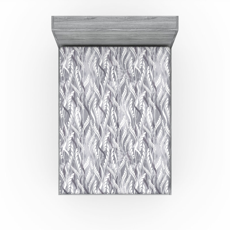 Drap-housse Ambesonne, Drap-housse très grand californien, Gris pâle, blanc / floral