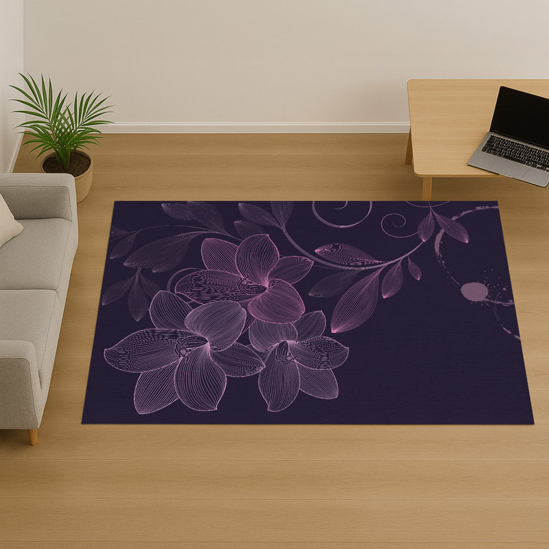 Floral Area Rug, Rectangle 140 x 200 cm