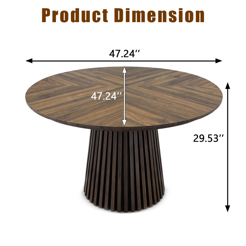 47 Inch Modern Dining Table with Slatted Base and Rounded Edges