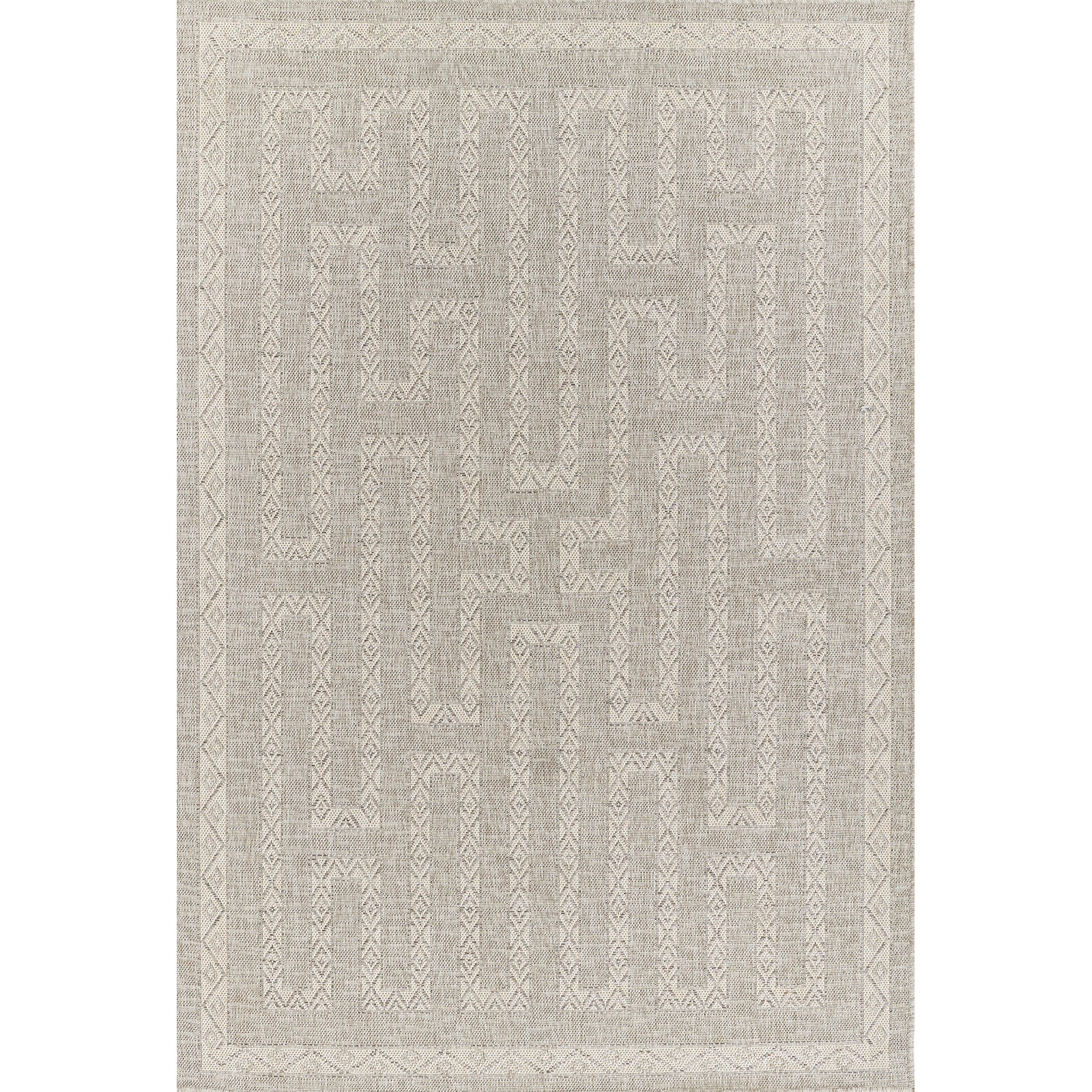 Pavia Gray/Beige Indoor/Outdoor Rug, Rectangle 6'6" x 9'