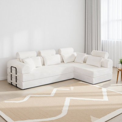 Canapé modulaire en forme de L, canapé modulaire en velours côtelé de style minimaliste moderne