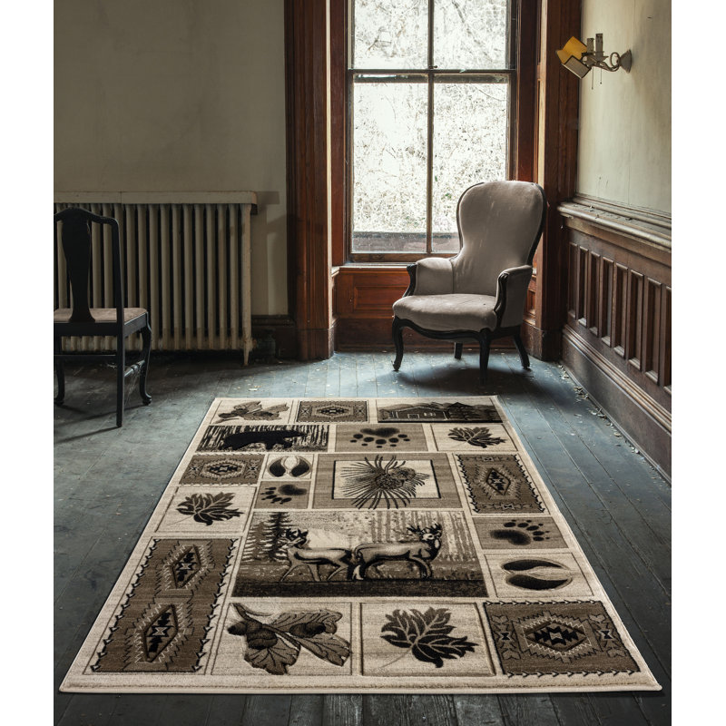 Tapis beige à imprimé animal Keele, Rond 7 pi 11 po